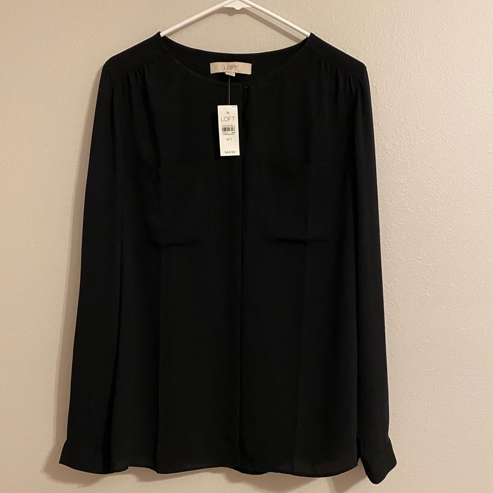 Bnwt Black Button Down From Loft - image 1